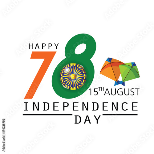 Vector illustration of a Banner with Stylish Text 15th August, National Flag Colors Background for Indian Independence Day Celebration.