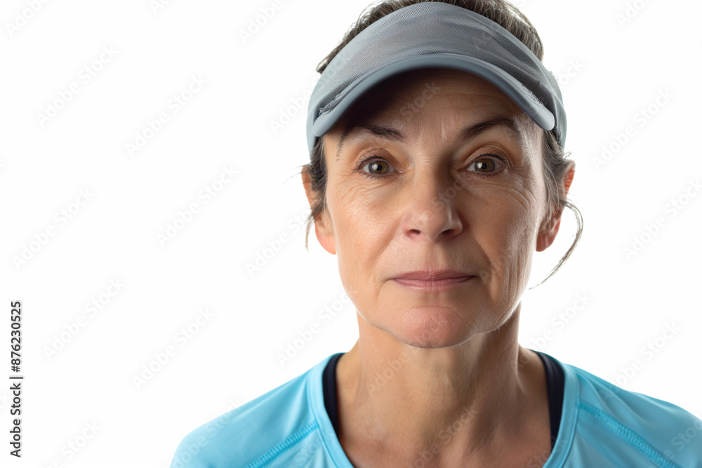 Senior Woman in Blue Sportswear Looking Determined Senior Woman in Blue Sportswear Looking Determined