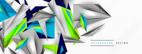 Minimal geometric abstract background. Low poly dynamic triangle design. Trendy techno business template for wallpaper, banner, background or landing