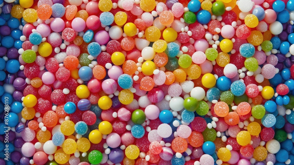 Obraz premium Assorted colorful sugar candies forming a vivid and cheerful background.