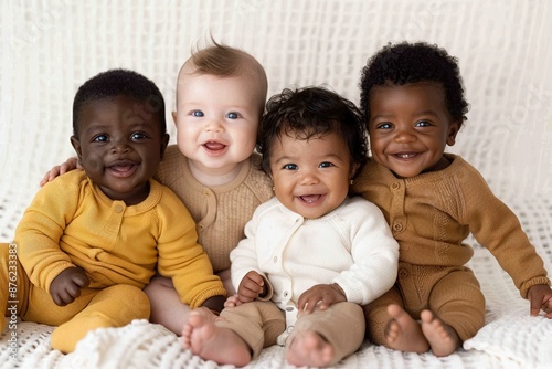 Diverse Group of Babies Smiling Together