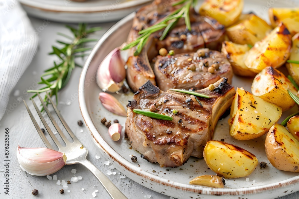 Grilled Lamb Chops with Roasted Potatoes and Rosemary Grilled Lamb Chops with Roasted Potatoes and Rosemary