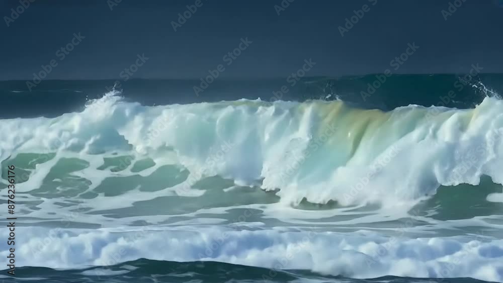 Majestic ocean wave crashing with spray