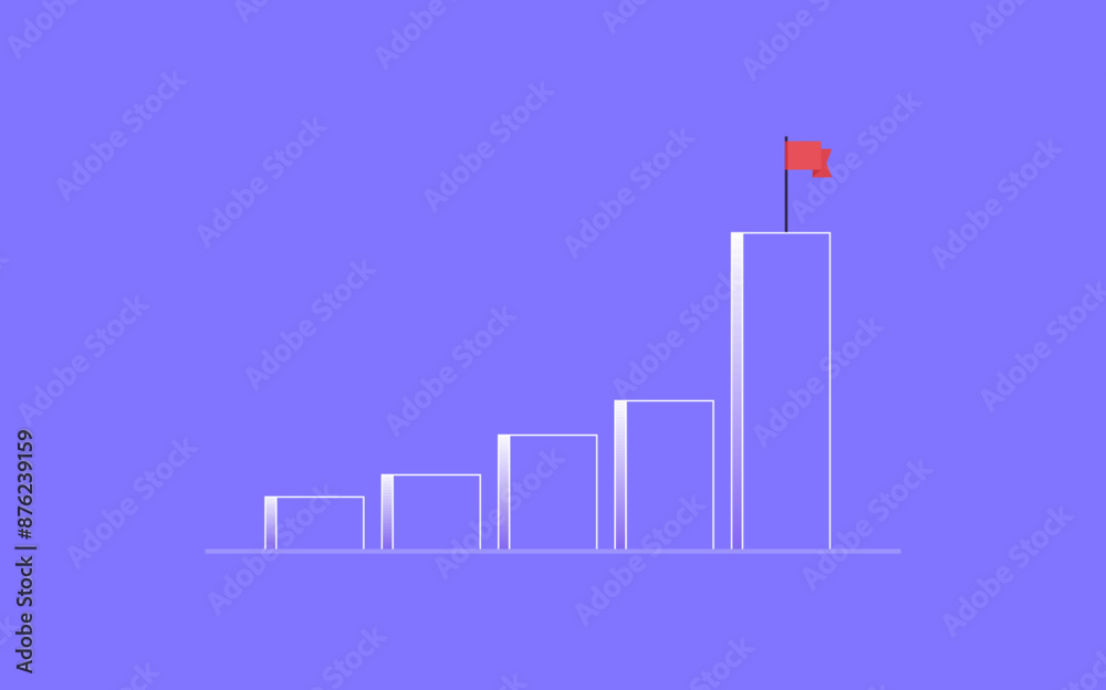 Business financial bar graph and growth chart with flag concept flat vector illustration.
Business financial bar graph and growth chart with flag concept flat vector illustration.