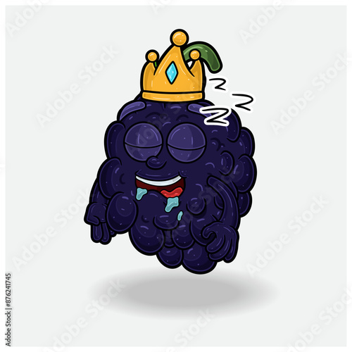 Blackberry Fruit Mascot Character Cartoon With Sleep expression. For brand, label, packaging and product.