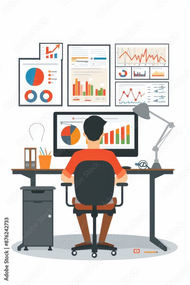 a man sitting at a desk with a computer and a monitor a man sitting at a desk with a computer and a monitor