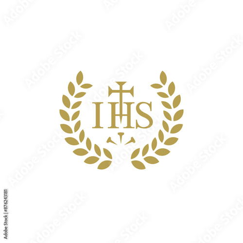 IHS monogram logo 3, god jesus christ design vector symbol on white background