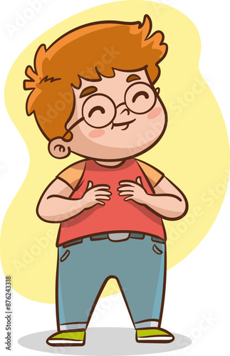 Unhealthy eating, sedentary inactive lifestyle, gluttony problems of overweight kids set vector illustration. Cartoon isolated children with big belly lying on sofa, kids drink and eat fast food