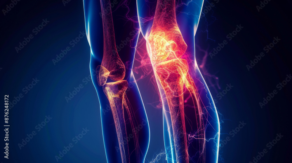 Sciatic nerve compression shown by leg shooting pain in photo. Concept Sciatica Sciatic nerve compression shown by leg shooting pain in photo. Concept Sciatica