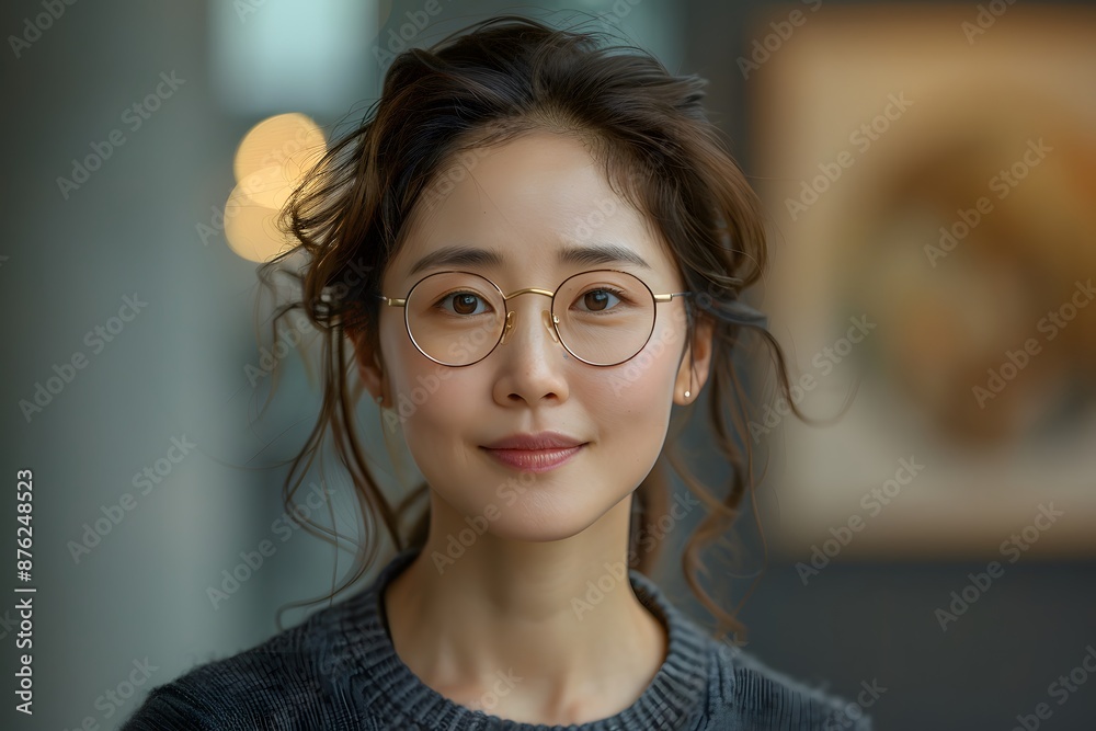 A woman wearing glasses stands out and smiles confidently with copy space. Indicates success in self-confidence. and a luxurious lifestyle that can be used in advertisements inspirational articles A woman wearing glasses stands out and smiles confidently with copy space. Indicates success in self-confidence. and a luxurious lifestyle that can be used in advertisements inspirational articles