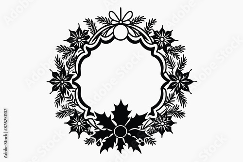 green frame christmas decoration with isolate.eps