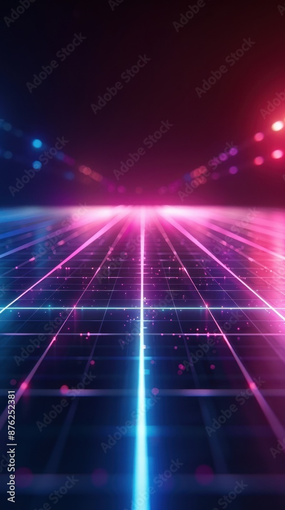 Futuristic neon grid with glowing lights in a dark, abstract digital landscape, perfect for tech-themed backgrounds and sci-fi visuals. Futuristic neon grid with glowing lights in a dark, abstract digital landscape, perfect for tech-themed backgrounds and sci-fi visuals.