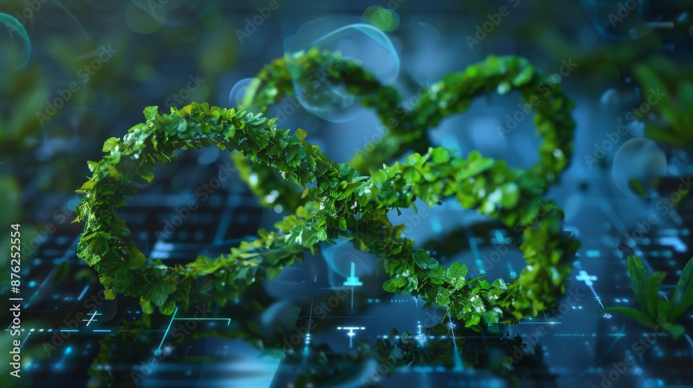 Φωτογραφία Transparent infinity symbol made of green foliage, concept of sustainability and