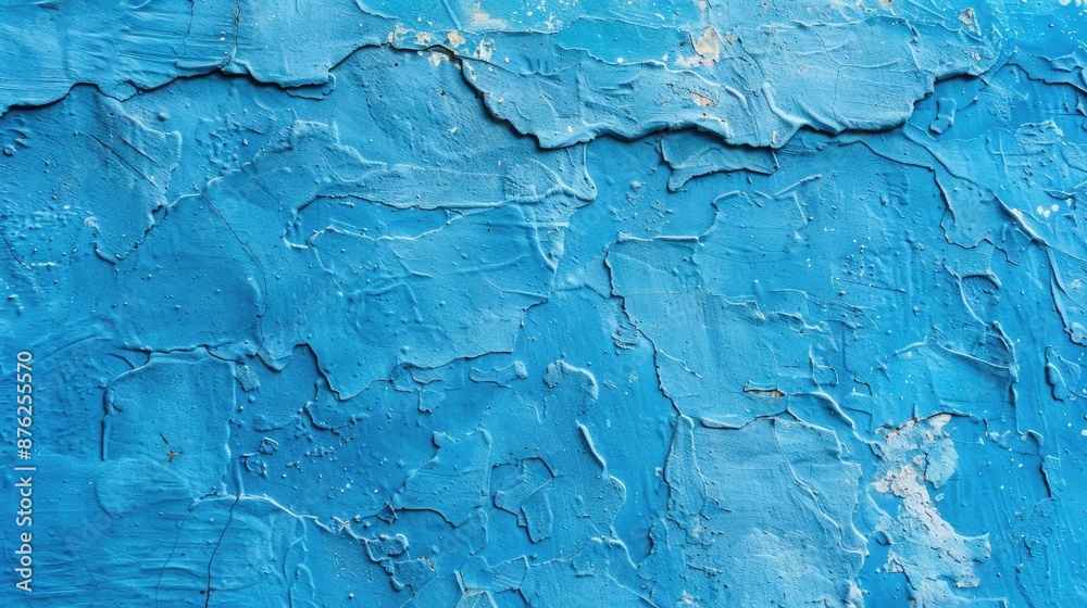 Blue stucco wall with rough texture for design potential