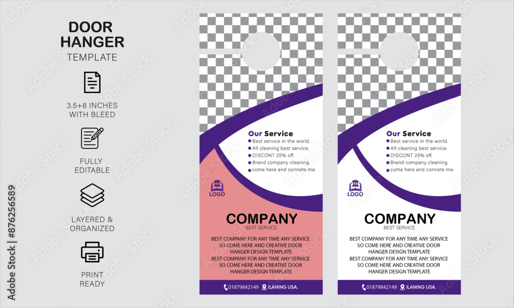 Fototapeta premium Door hanger design template 