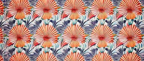 Fan shaped floral pattern texture - graphic and modern colorful wallpaper