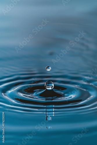 A drop of water falls into a pool of water, creating a ripple effect