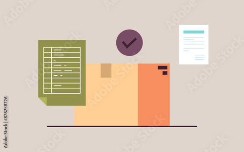 Cardboard boxes and fast delivery service shipment concept flat vector illustration.	
