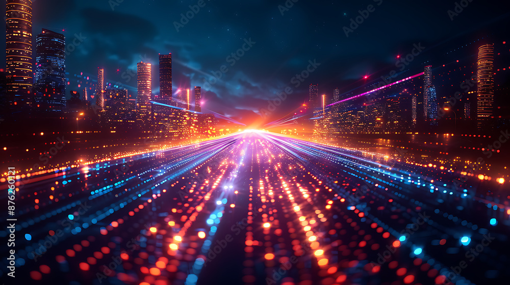 Futuristic Metropolis: Glowing Neon Cityscape Futuristic Metropolis: Glowing Neon Cityscape
