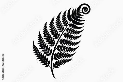 curly fern frond silhouette vector.eps