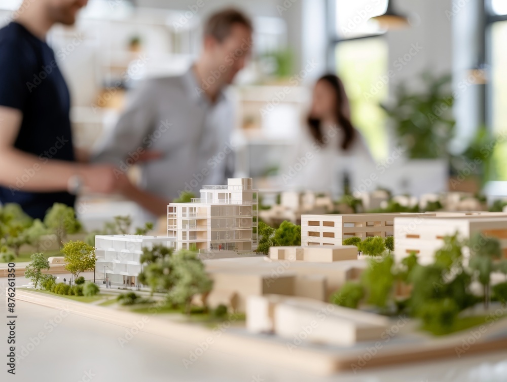 Urban Planners Designing Sustainable City in Modern Office - 3D Model Review for Minimal Traffic and Green Spaces Urban Planners Designing Sustainable City in Modern Office - 3D Model Review for Minimal Traffic and Green Spaces