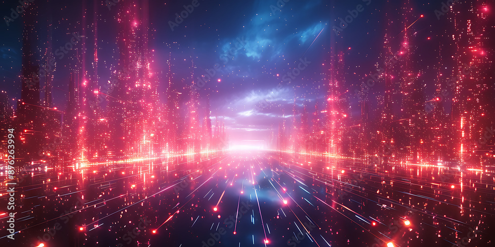 Obraz premium Futuristic Neon Geometric Pattern for Data Visualization