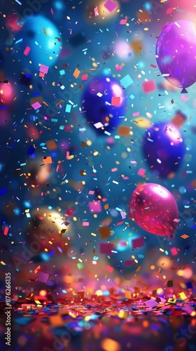 Wallpaper Mural A birthday banner with animated lights and confetti, digital, colorful, high contrast, celebratory message Torontodigital.ca