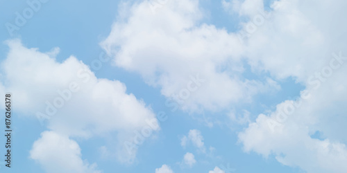 blue sky background with white clouds. White cumulus clouds formation in blue sky. White clouds and blue sky. Panorama of blue sky with white clouds in sunny