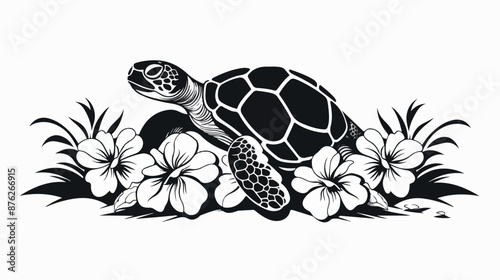 Sea Turtles and Flowers
