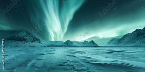 Stunning photo of Southern Lights over Antarctic wilderness captivates with ethereal beauty. Concept Photography, Landscape, Nature, Aurora Australis, Antarctic Wilderness