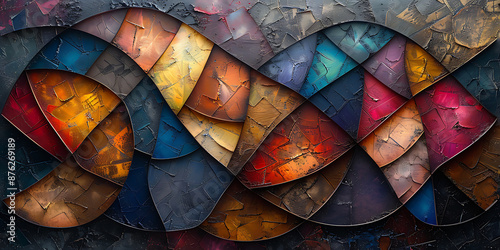 Vibrant Geometric Fusion on Textured Canvas