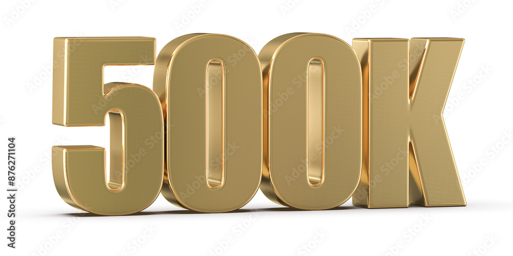 500k Followers Gold Number 3D Render 500k Followers Gold Number 3D Render