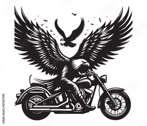 eagle biker vector design,awesome eagle biker svg,high resolution printable eagle biker artwork.