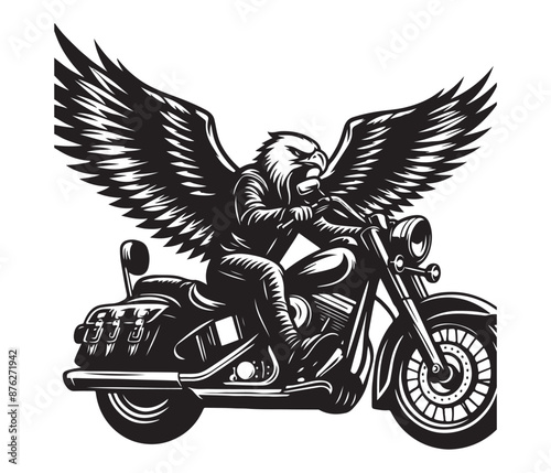 eagle biker vector design,awesome eagle biker svg,high resolution printable eagle biker artwork.