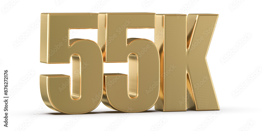55k Followers Gold Number 3D Render 55k Followers Gold Number 3D Render