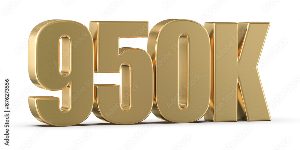 950k Followers Gold Number 3D Render 950k Followers Gold Number 3D Render