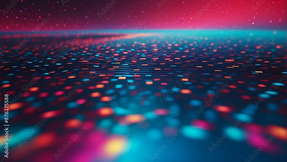 Abstract background with blue and orange neon dots bokeh in the dark Abstract background with blue and orange neon dots bokeh in the dark