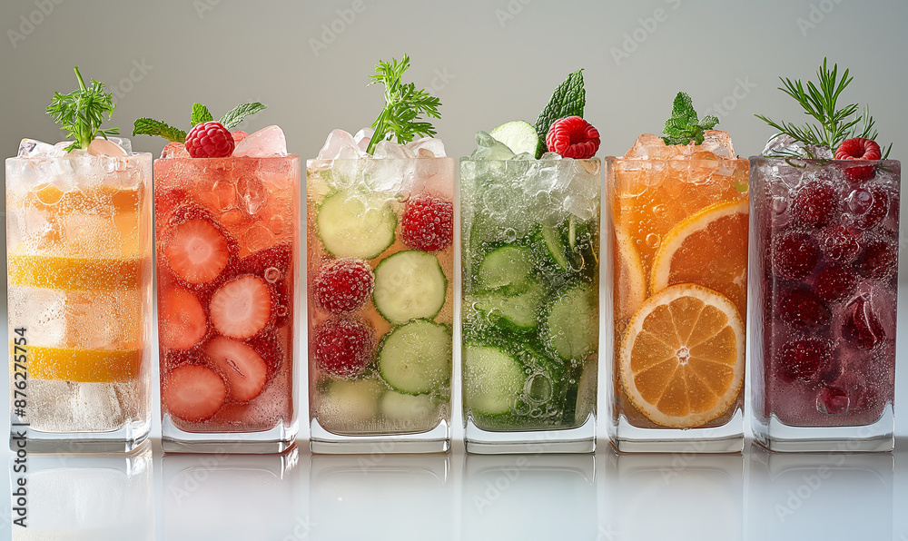 Glasses Filled With Fruit and Ice Glasses Filled With Fruit and Ice