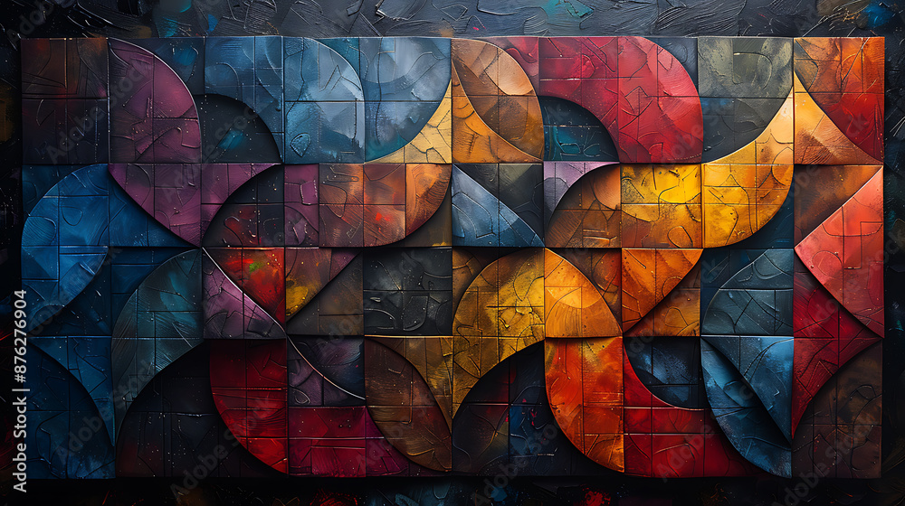Fototapeta premium Vibrant Geometric Abstract Art - Interlocking Shapes