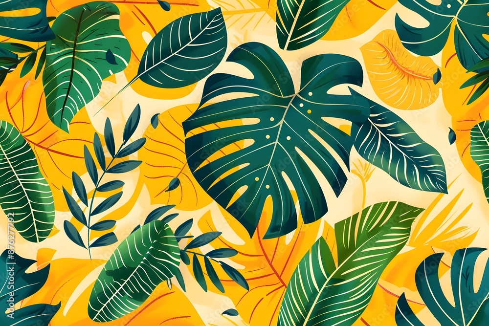 Tropical Leaves in Vibrant Hues Tropical Leaves in Vibrant Hues