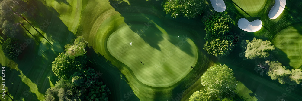 perfectly manicured golf course shot overhead perfectly manicured golf course shot overhead