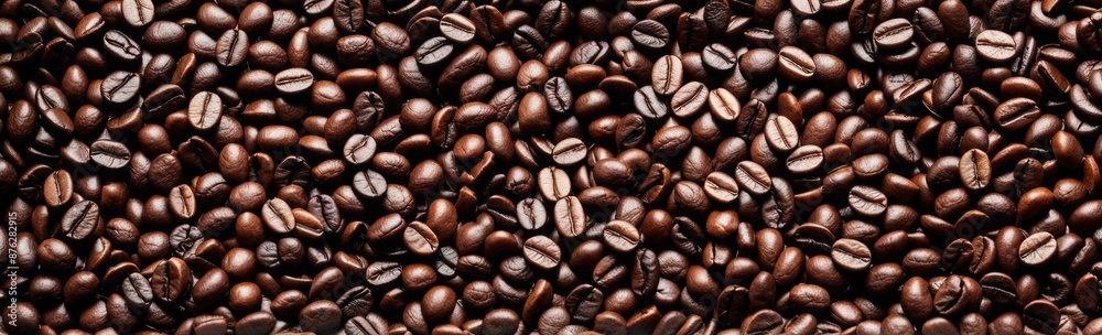 Fototapeta premium A banner with lots of coffee beans and a place for text.