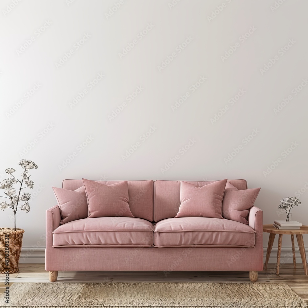 © vnmockupdesign - pink sofa in a room in front of the empty wall