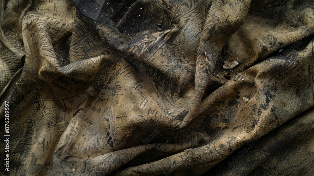 Weathered Fabric Texture with Dirt, Oil Stains, and Distressed Worn Marks. Weathered Fabric Texture with Dirt, Oil Stains, and Distressed Worn Marks.