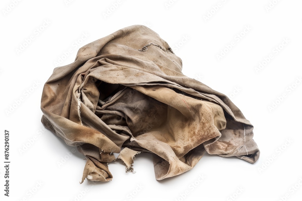 Grungy Crumpled Rag with Oil Stains on White Background - Textile Texture Concept for Cleaning or Spills Grungy Crumpled Rag with Oil Stains on White Background - Textile Texture Concept for Cleaning or Spills