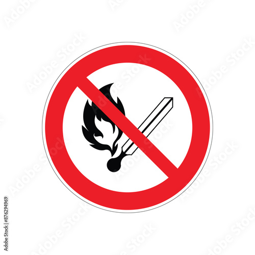 No smoking, No fires; Fire, open flame sources and no smoking sign, on white background