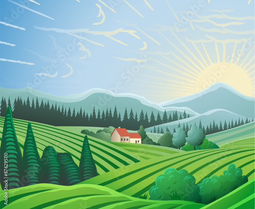 A rural landscape backgroun...