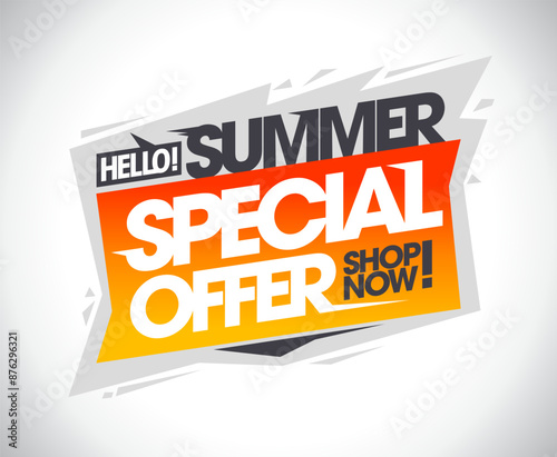 Hello Summer, special offer, shop now, lettering web banner