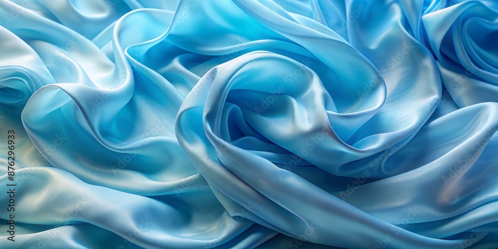 Obraz premium Abstract Blue Silk Fabric Texture, Smooth, Flowing, Drape, Luxury