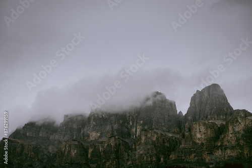 Canada, Banff National Park, mountains in overcast weather with an incredible view